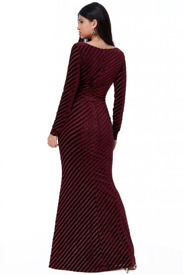 Goddiva Velvet Stripe Maxi Dress Goddiva